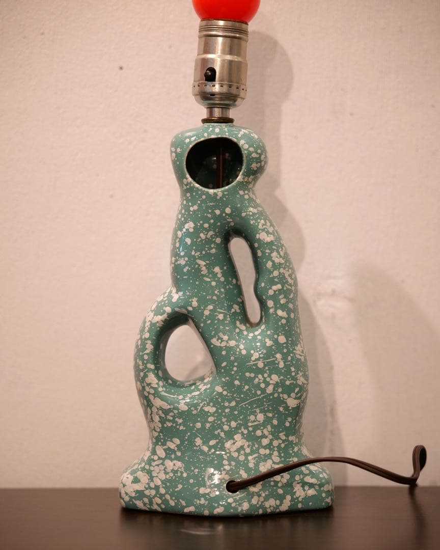 1950'sビンテージ アクアブルー ハーレクインシェードランプ 2点セット