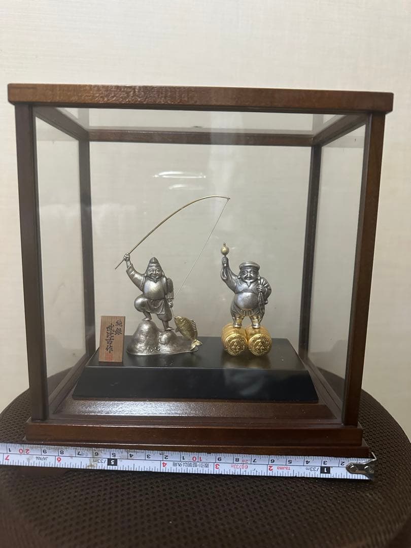 純銀製　恵比寿　大黒天 置物　ケース付 縁起物