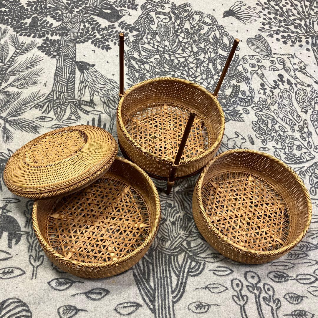 竹細工 ３段籠 職人技