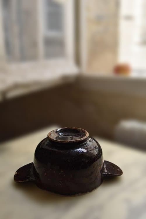 フランス19世紀　大きな耳付きキュノワールの器　西洋民藝