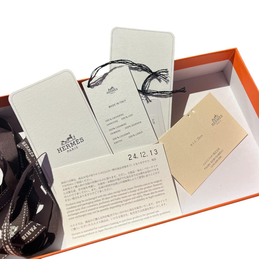 現行品 カシミヤ100% HERMES 《リオネル》 グローブ レザー 黒 M