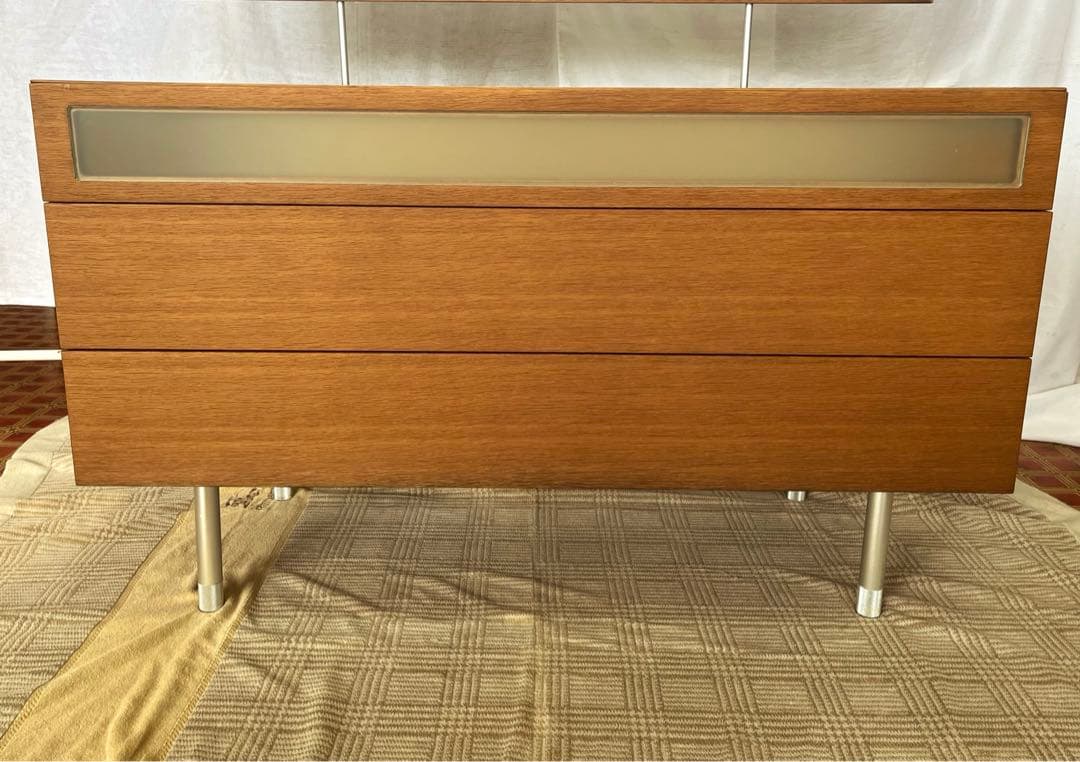 【アンティーク】北欧レトロ 鏡台 3段引出し ドレッサー チェスト キャビネット