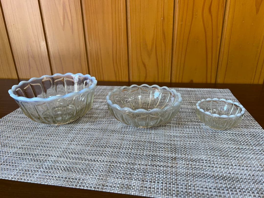 廣田硝子　雪の花　古代色　アンティーク　厚手ガラス食器　レトロセット　美品