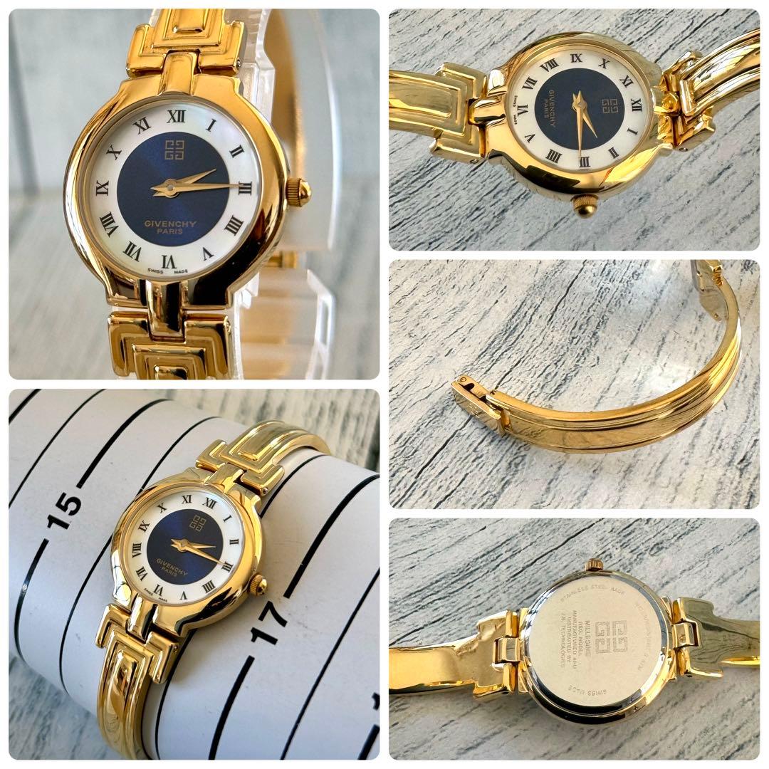 【電池交換済】GIVENCHY ジバンシー 腕時計 バングル ラウンド ゴールド