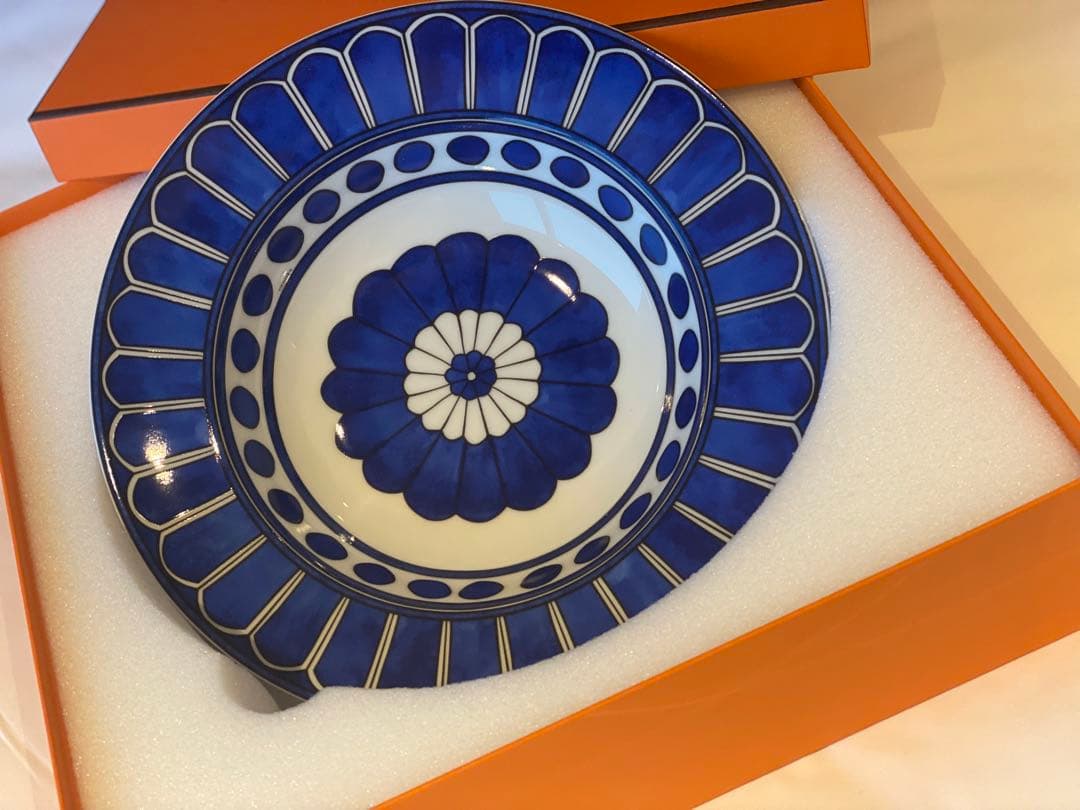 【ギフト包装可】⭐︎新品⭐︎ エルメス　ブルーダイユール　パスタプレート　2枚set