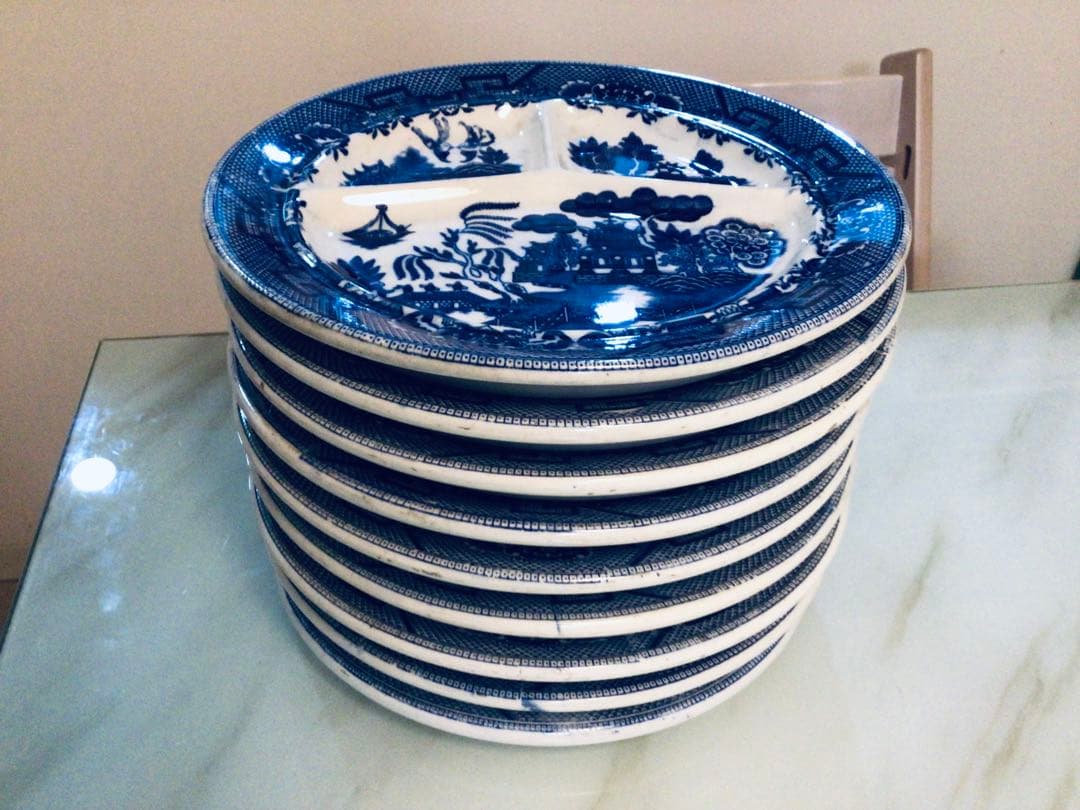 昭和レトロ・ブルーウイロー・ランチプレート・オキュパイド・日本製・9枚まとめて！