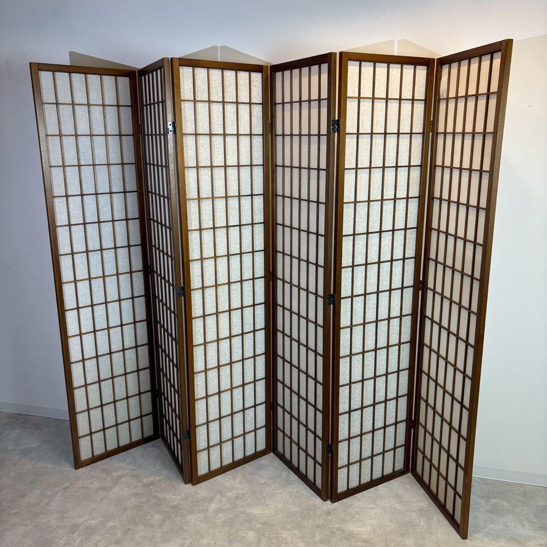 障子スクリーン ハイタイプ 6曲　パーテーション　間仕切り　和家具