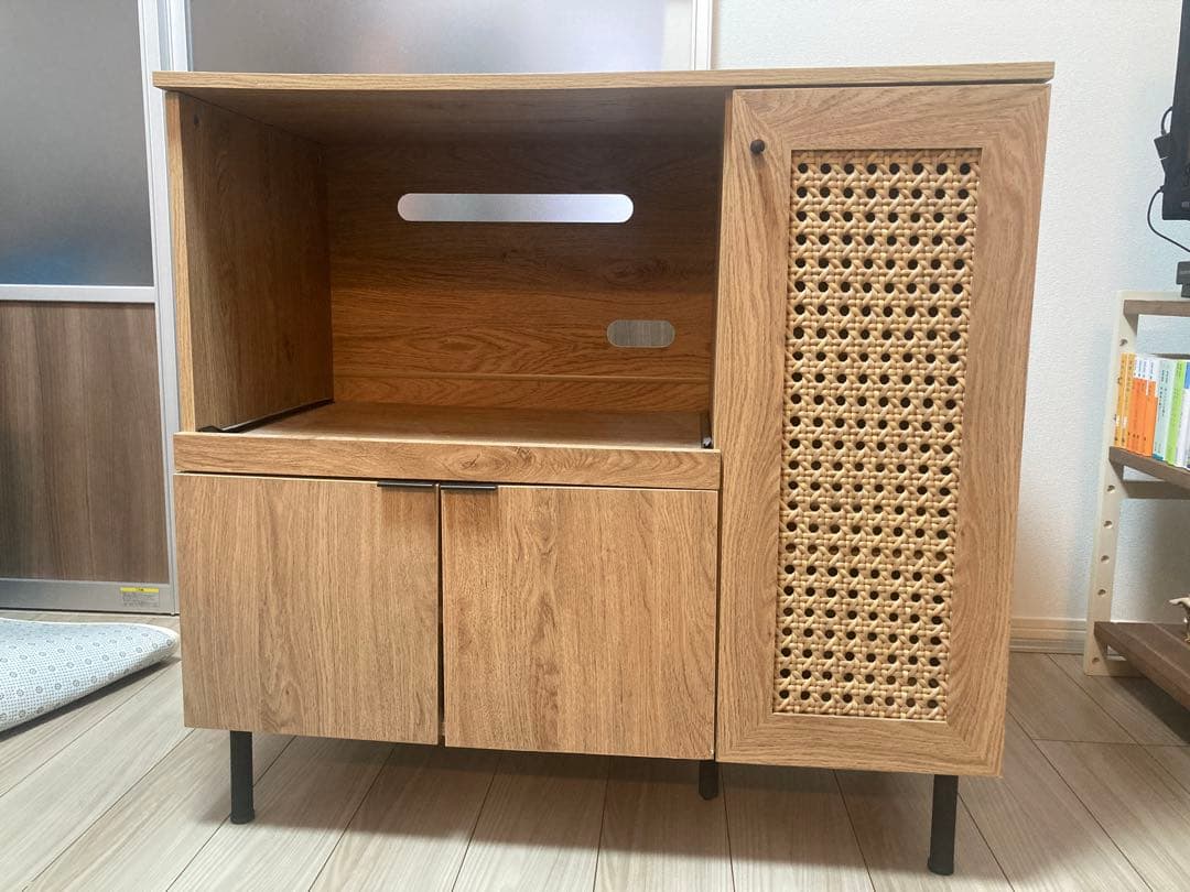 [14の購入15発送 16-18発送不可]LOWYAラタンキッチン収納幅90cm