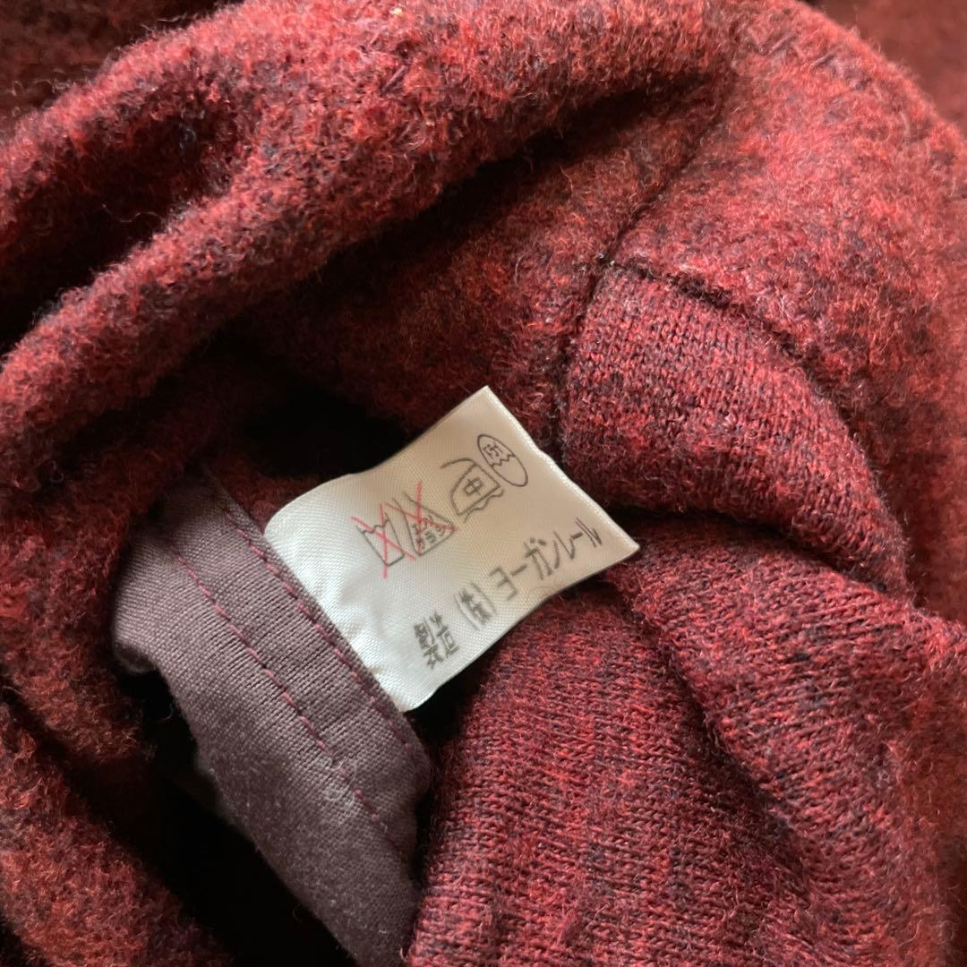 【JURGEN LEHL】チャイナボタンコート　ウールコート　バーガンディ　M