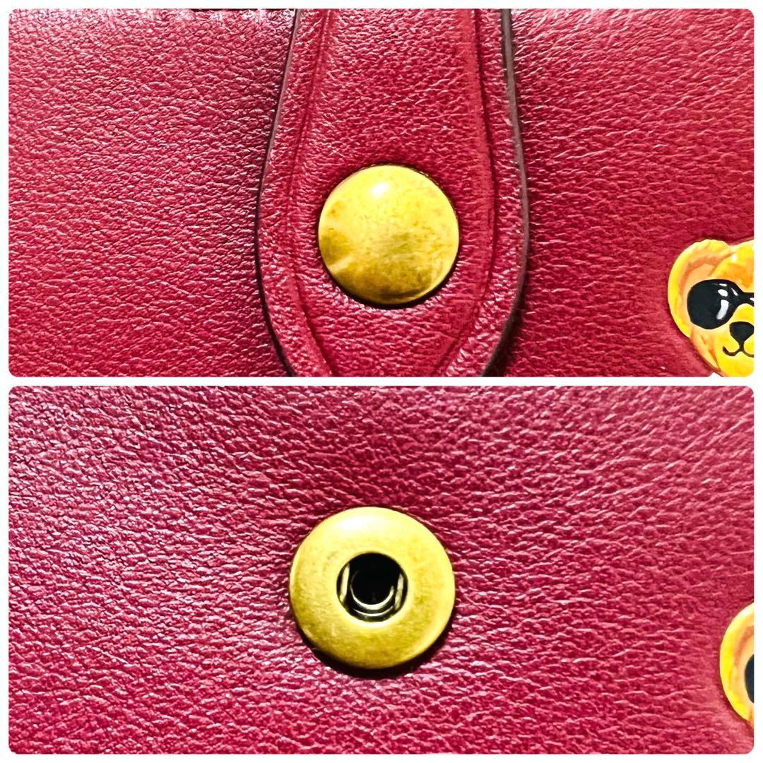 美品 ポロラルフローレン ポロベア レザー 二つ折り財布 ワイン