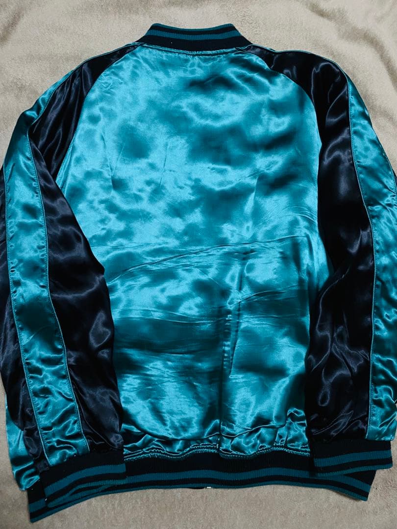 ２面用 絡繰魂 骸骨 桜 日本限定 スカジャン unisex レーヨン グリーン