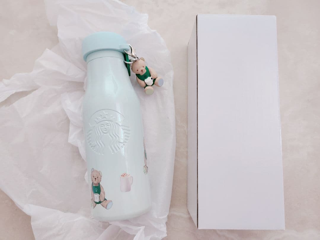 リッドカバーベアチャーム付きステンレスボトル