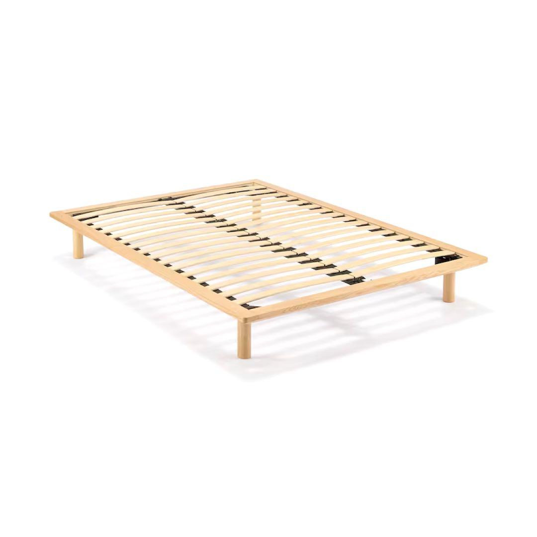 【美品】無印良品 木製ベッドフレーム セミダブル/オーク ヘッドボード付き