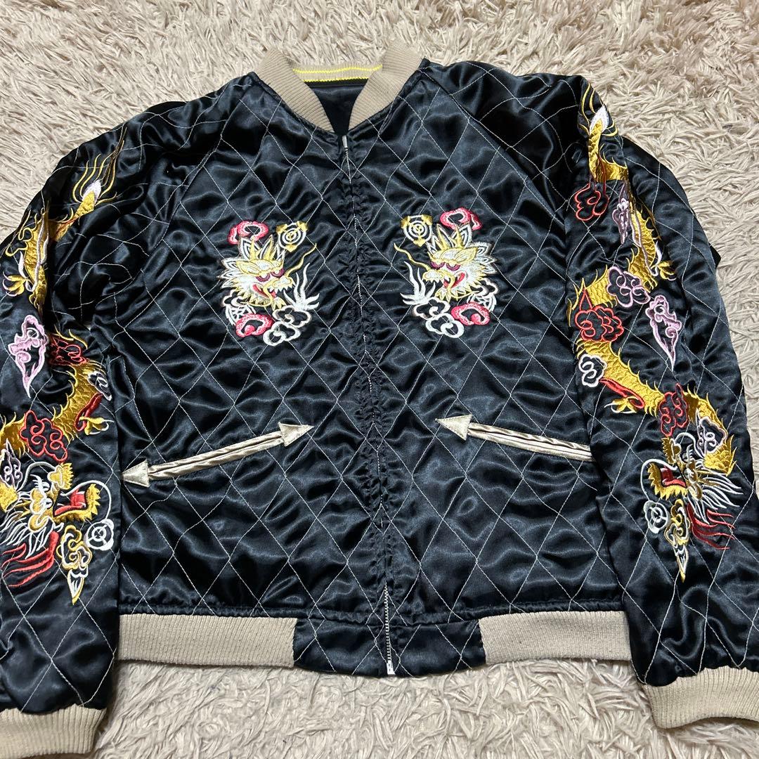 P*G様 リバーシブルスカジャンヴィンテージレプリカスカルドクロブランド不明テー