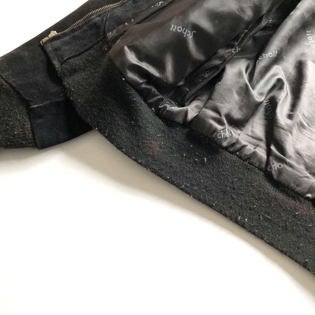★サイズ40★schott スエードボンバージャケット ブラック 短丈 レザー