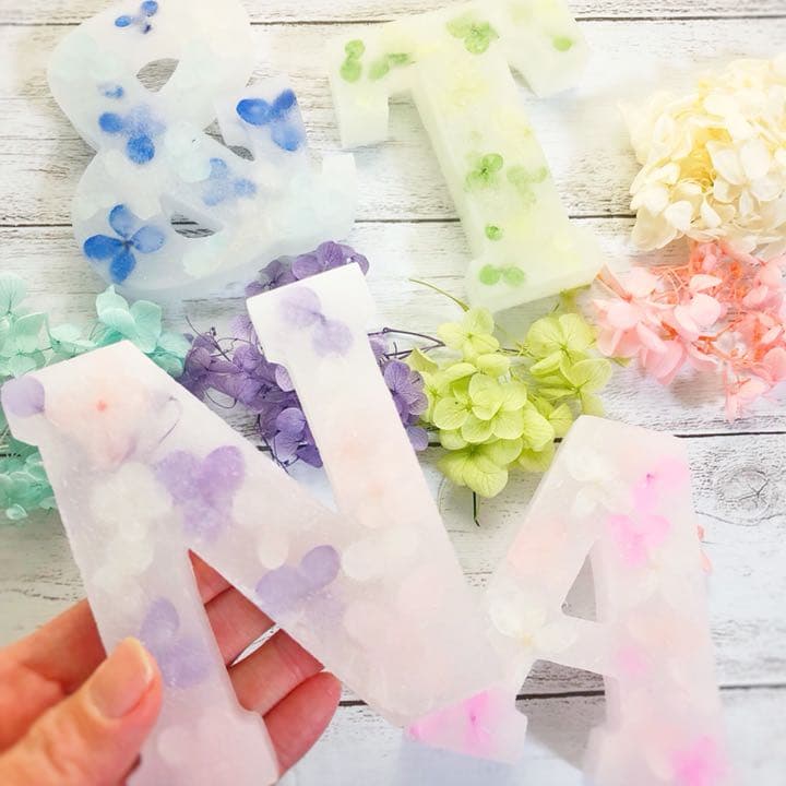 【完売】イニシャルキャンドル 紫陽花 アルファベット オブジェ