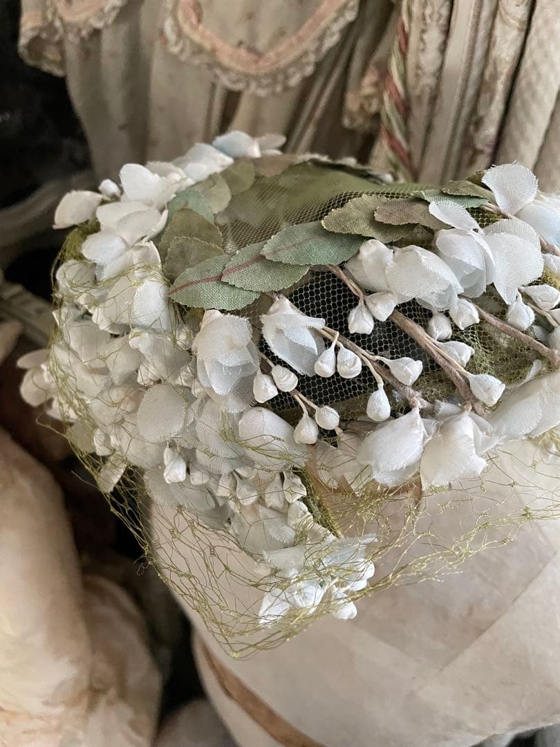 〜♡〜断捨離SALE品〜♡〜フランスアンティーク 布花 いっぱい ヘッドドレス