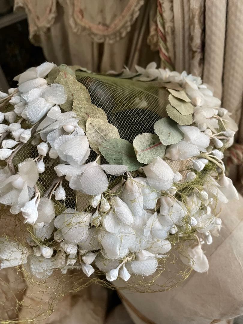 〜♡〜断捨離SALE品〜♡〜フランスアンティーク 布花 いっぱい ヘッドドレス