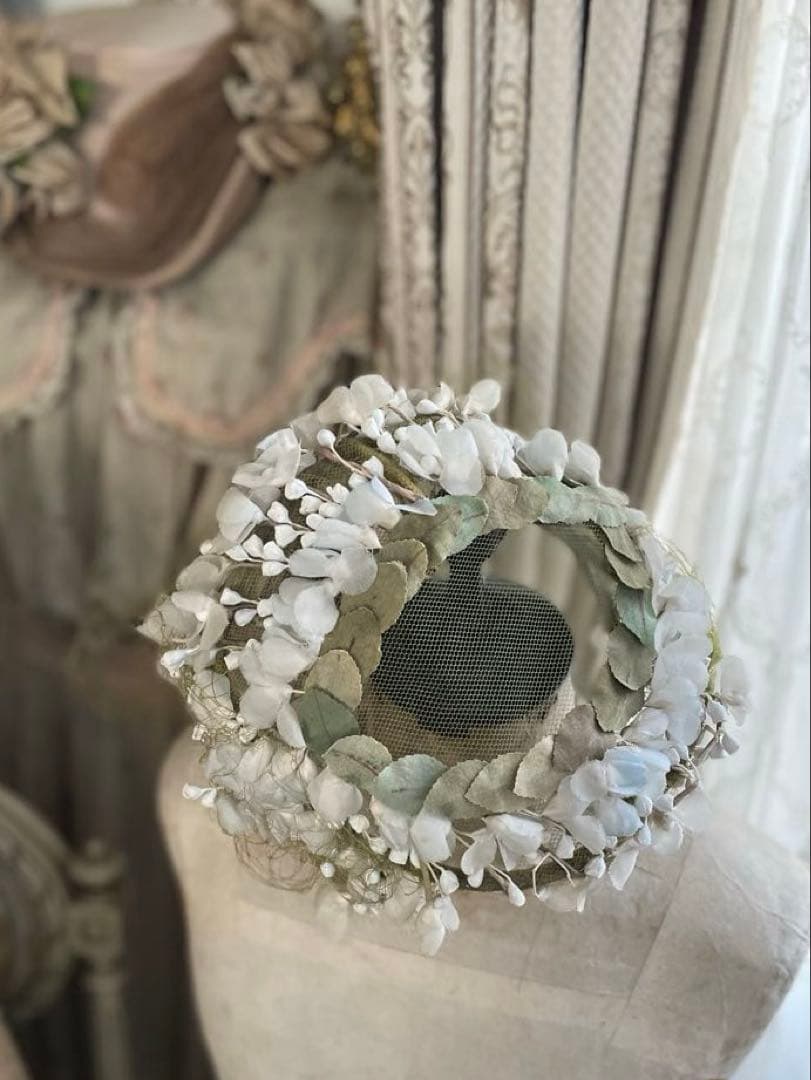 〜♡〜断捨離SALE品〜♡〜フランスアンティーク 布花 いっぱい ヘッドドレス