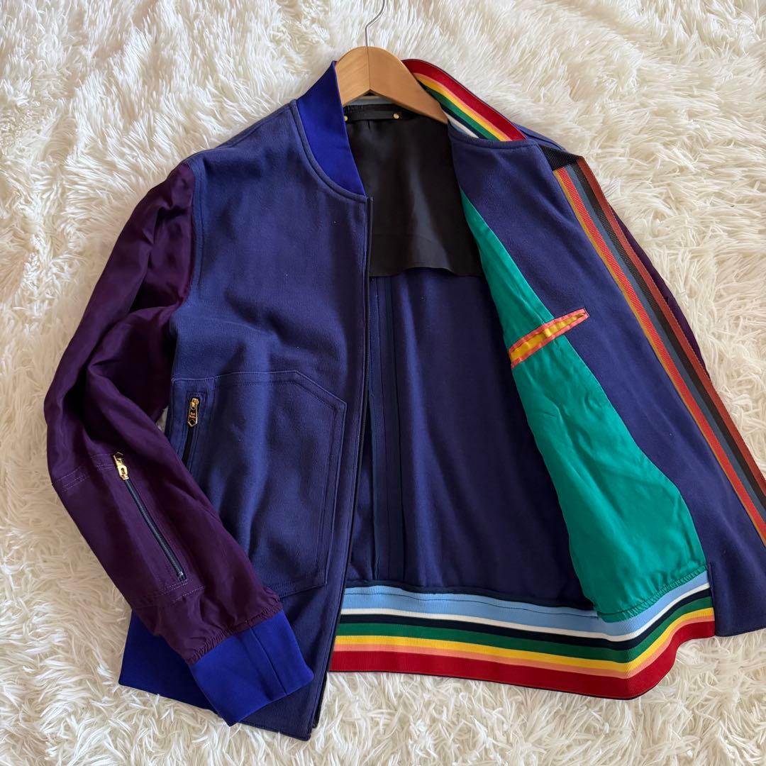 【美品】ポールスミス　MA-1 ブルゾン　マルチストライプ　ゴールド金具　M