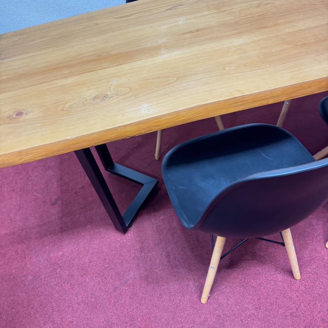 東京23区送料無料　美品ダイニングテーブル５点セット　一枚板　洗浄/除菌済み