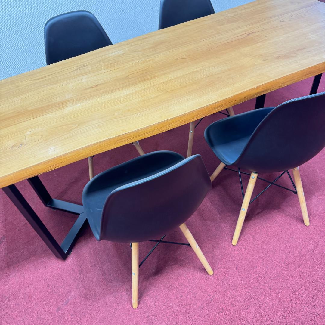 東京23区送料無料　美品ダイニングテーブル５点セット　一枚板　洗浄/除菌済み