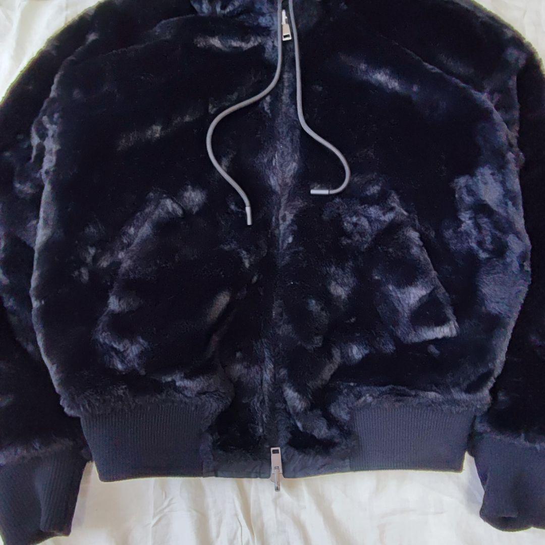 ZARA 短丈 ファージャケット リバーシブル 黒 ダブルジップ Y2K