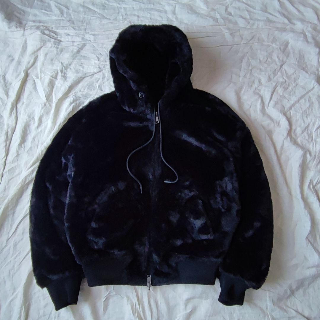 ZARA 短丈 ファージャケット リバーシブル 黒 ダブルジップ Y2K