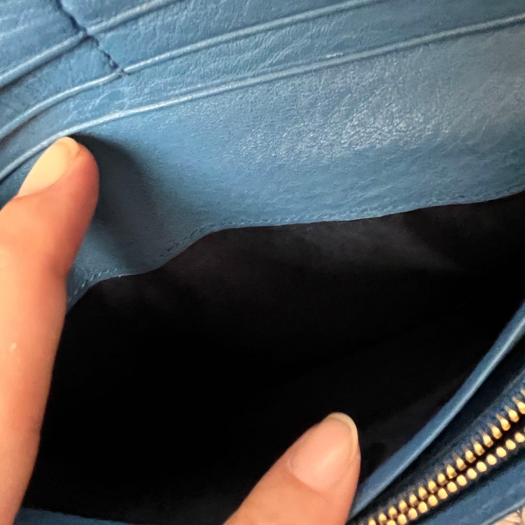 美品✨PRADA ヴィッテロダイノ　シボレザー　メタルロゴ　長財布　コバルト