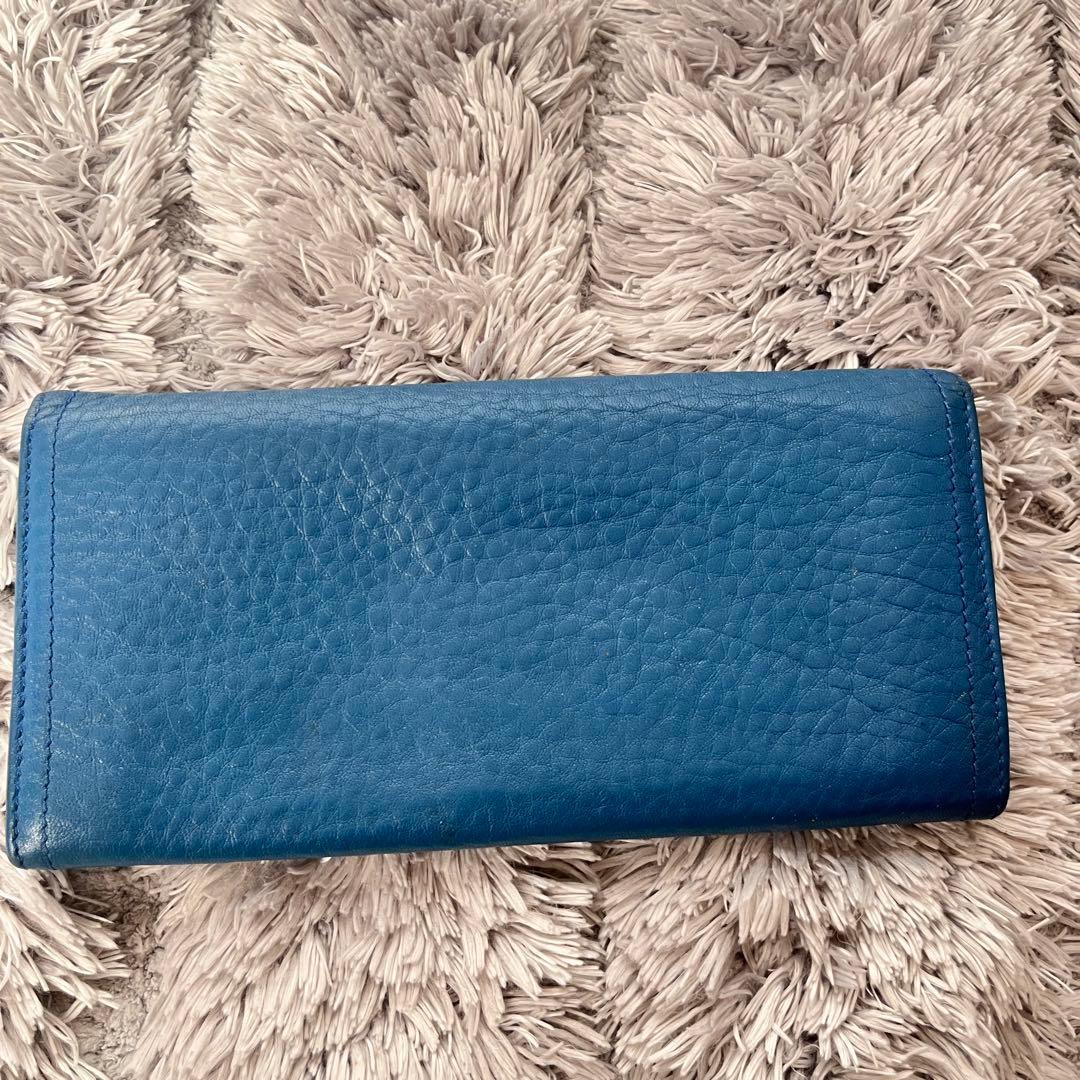 美品✨PRADA ヴィッテロダイノ　シボレザー　メタルロゴ　長財布　コバルト