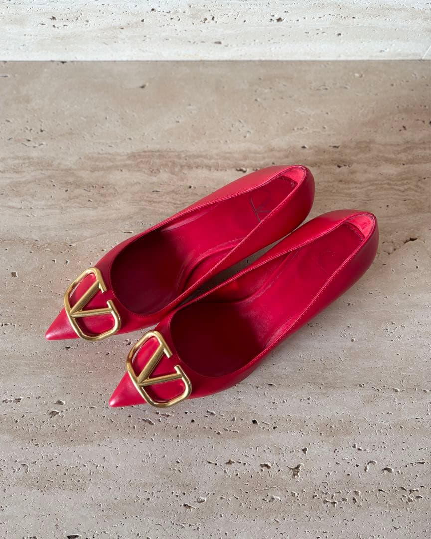 ♡*様 【VALENTINO】パンプス　ヒール　レッド　Vロゴ　36 1/2