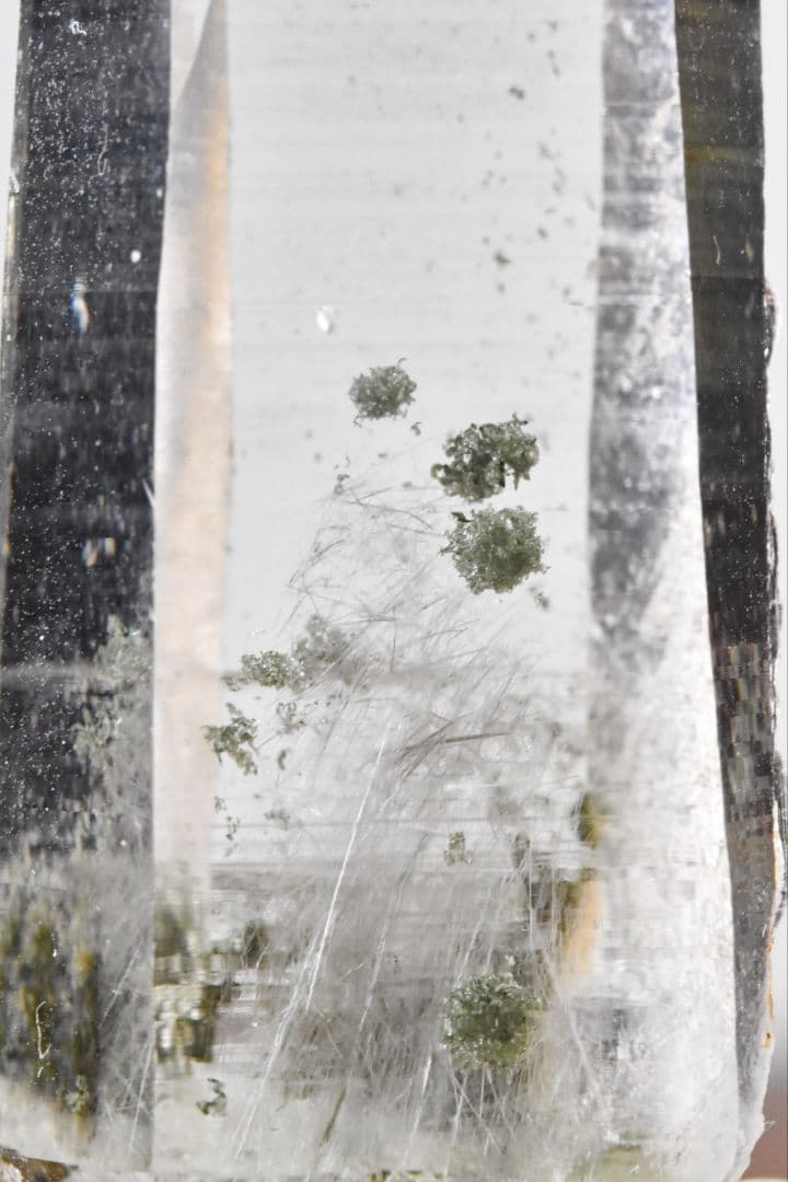 ガネーシュヒマールラパ産 角閃石、クローライト入りタンドリックツイン