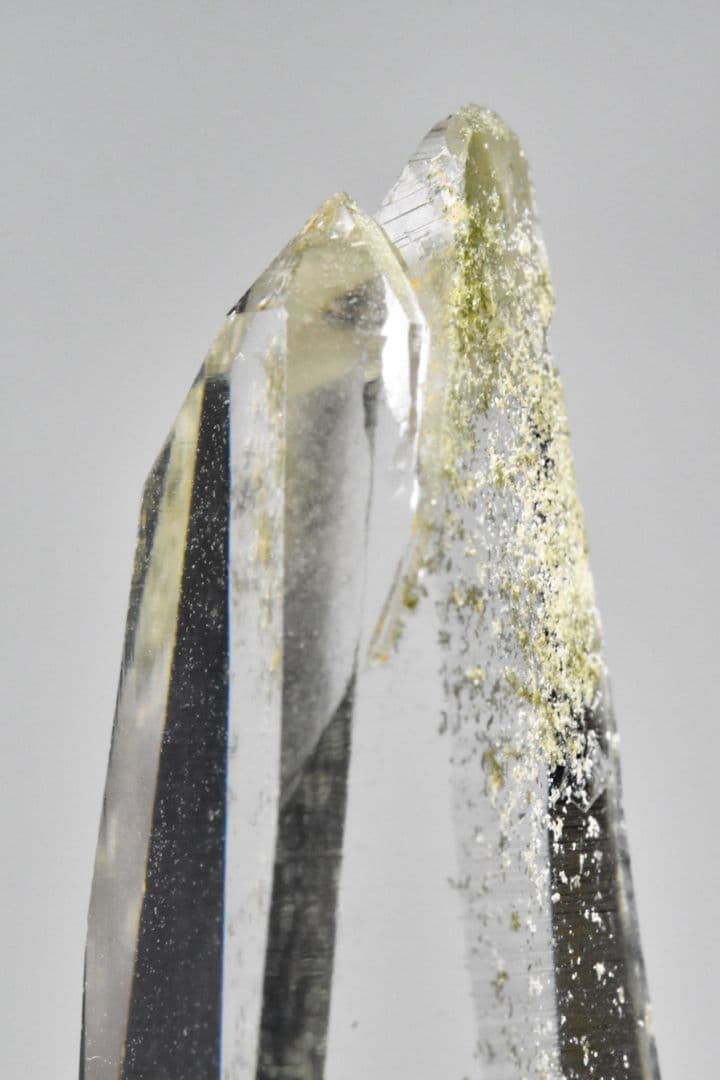 ガネーシュヒマールラパ産 角閃石、クローライト入りタンドリックツイン