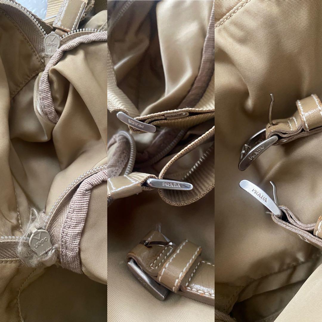 プラダ　PRADA ショルダーバッグ　斜めがけ　ナイロン　ベージュ系　ビンテージ