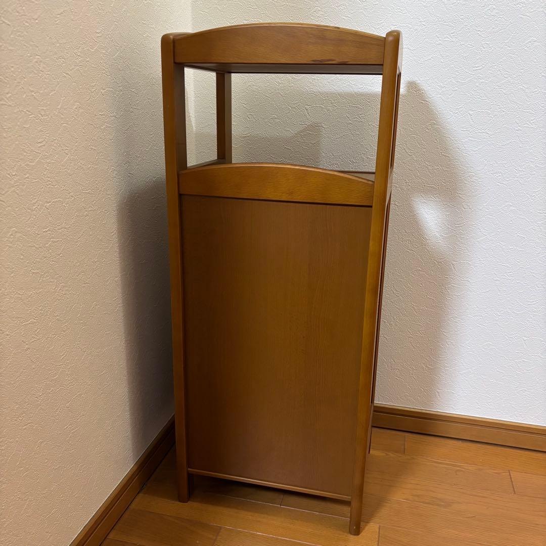 オールドカリモク 木製キャビネット 電話台 チェスト ラタン扉 昭和レトロ