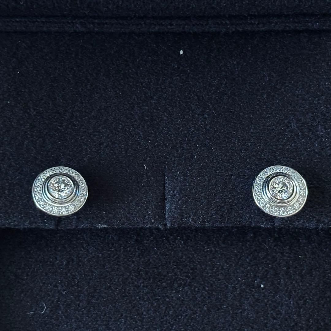 新品同様カルティエ ダムール ダイヤモンド ピアス ホワイトゴールド