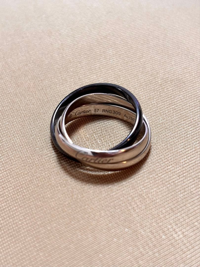Cartier トリニティリング、セラミック、クラシックモデル サイズ57