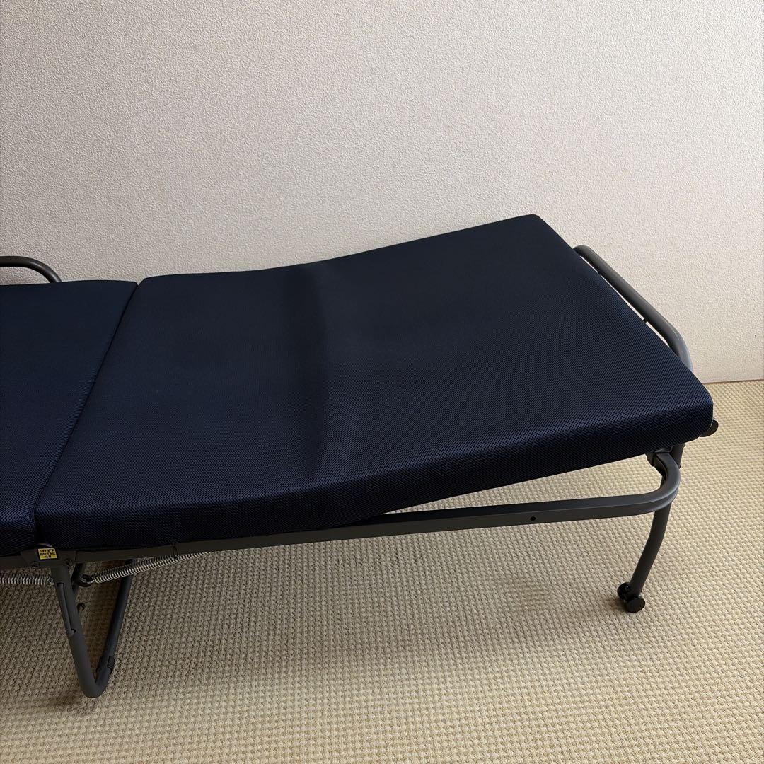 折り畳み高反発ベッド ネイビー スチールフレーム たのメル便