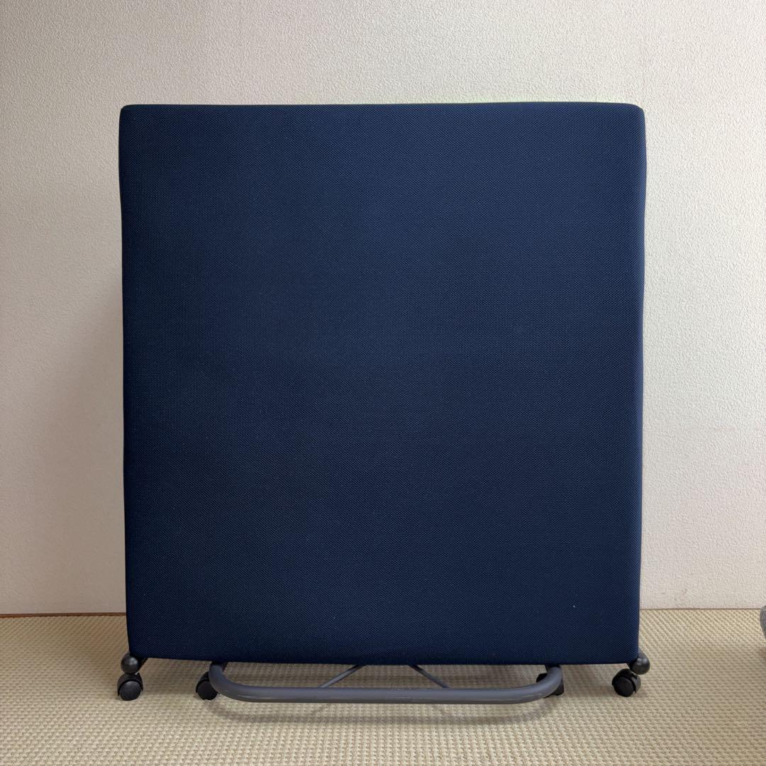 折り畳み高反発ベッド ネイビー スチールフレーム たのメル便