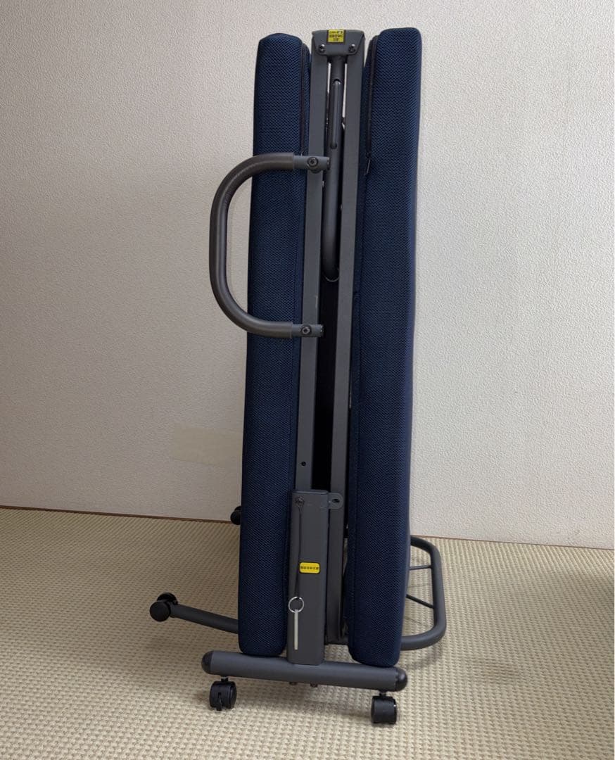 折り畳み高反発ベッド ネイビー スチールフレーム たのメル便