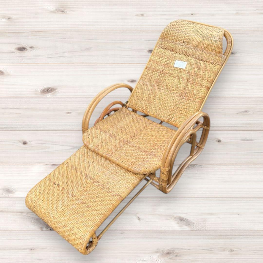 今枝 ラタン リクライニング チェア 籐 オットマン 折りたたみ ラタン 籐家具