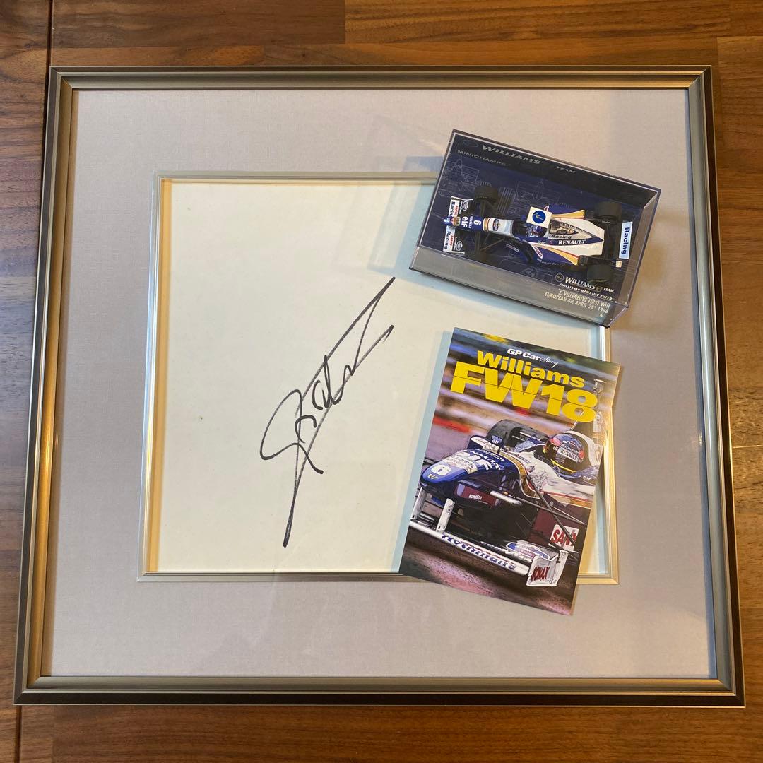ジャック・ビルヌーブ 直筆サイン色紙 & ウィリアムズ・ルノー FW18 初優勝