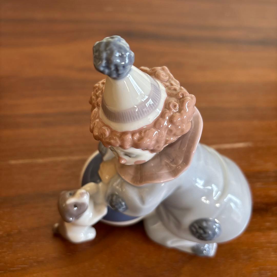 リヤドロ　陶磁器　ピエロと仔犬の置物２個セット