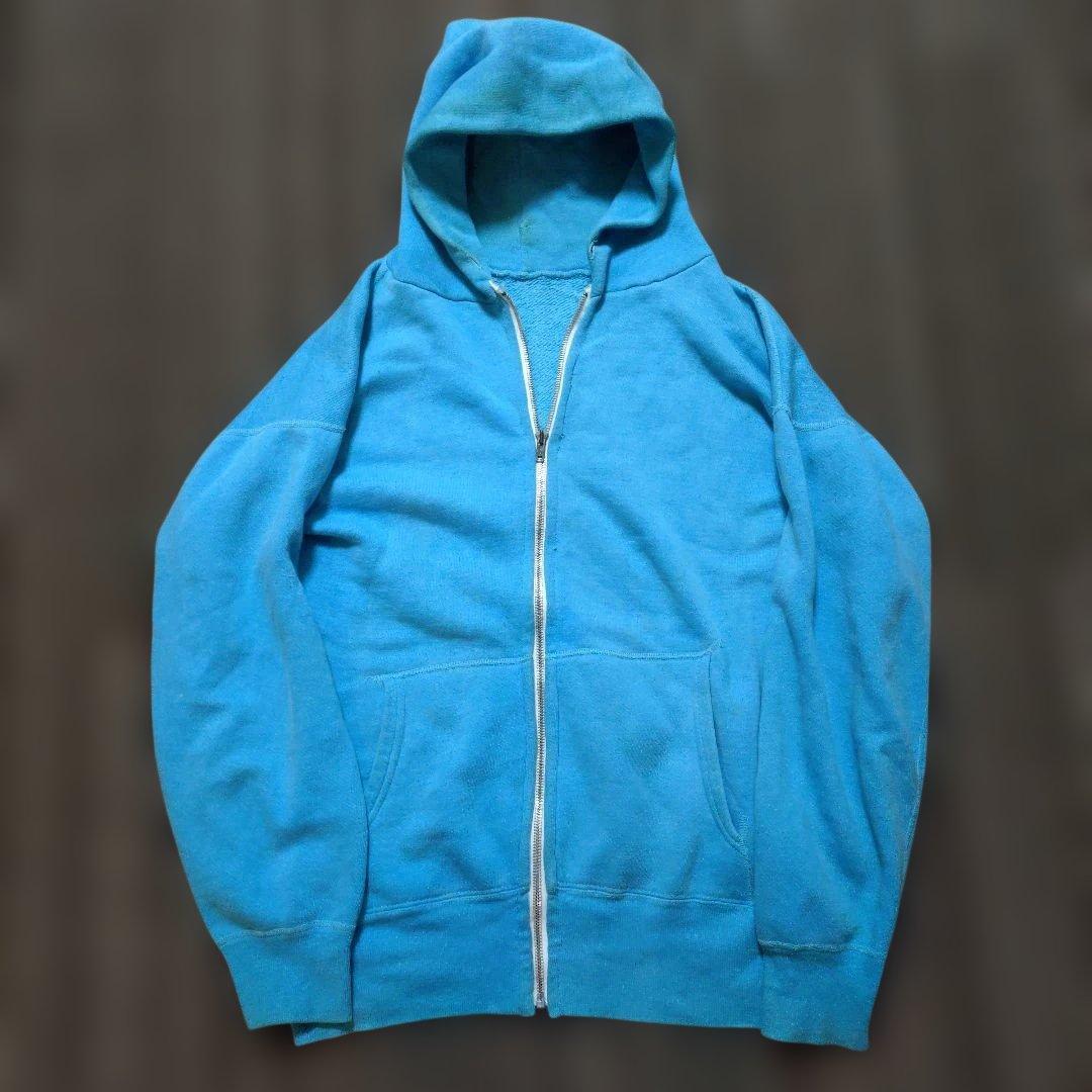 ビンテージ ジップアップ スウェットパーカー ターコイズブルー
