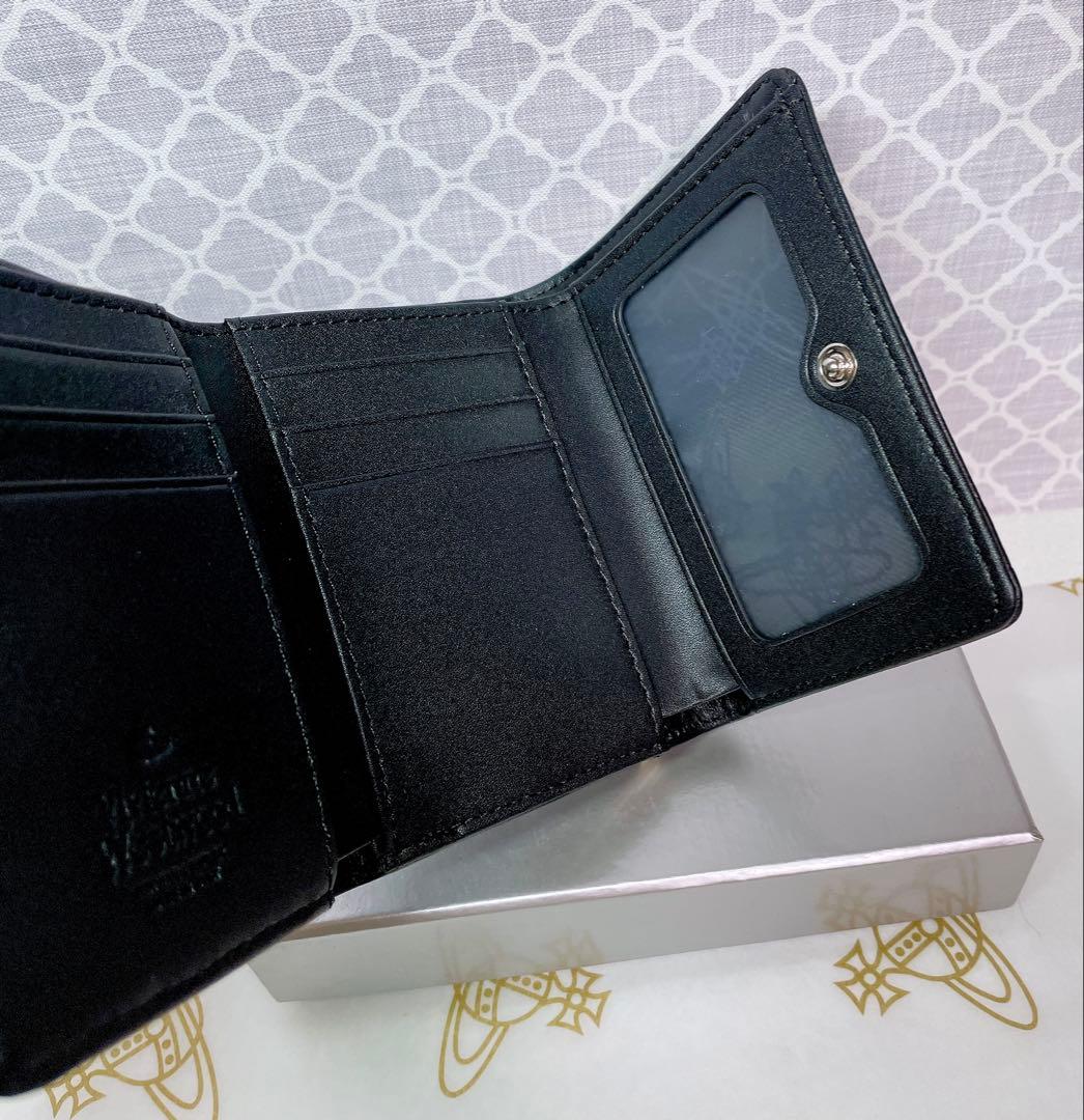 【新作✩内柄も素敵】Vivienne Westwood 三折財布 黒マット