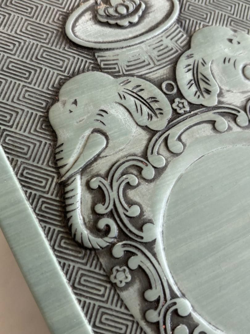 清康熙 雙象耳寶瓶　特大 清代 古硯 彫 紋 古硯 緑硯 端硯 端渓硯 松花硯