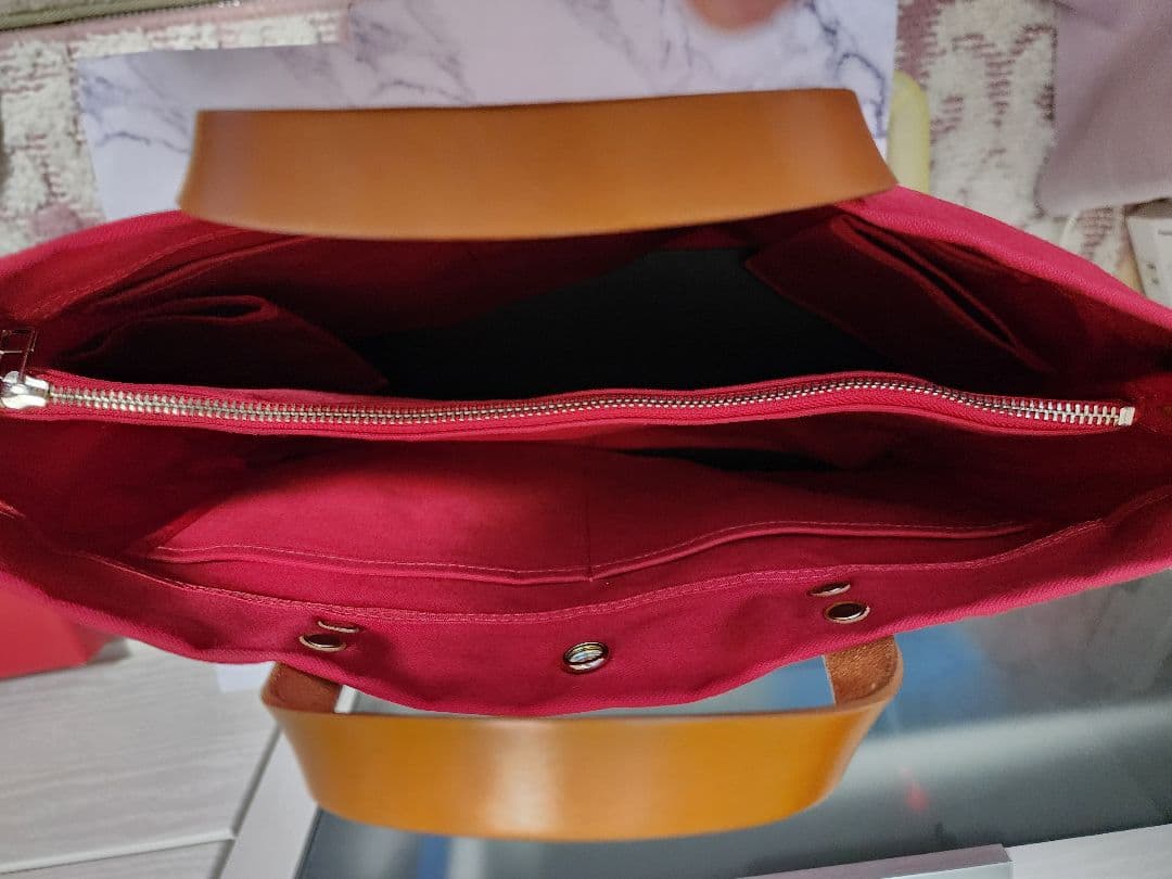 カワニシカバン【ミコM】レッドトートバッグ