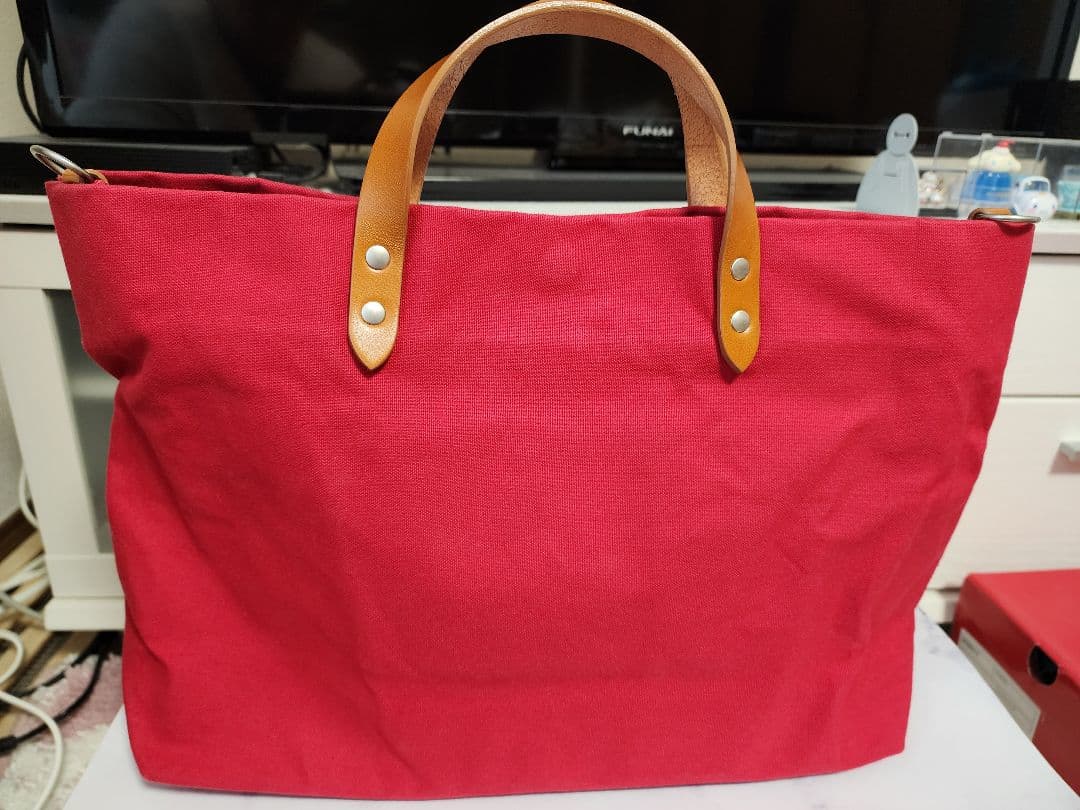 カワニシカバン【ミコM】レッドトートバッグ