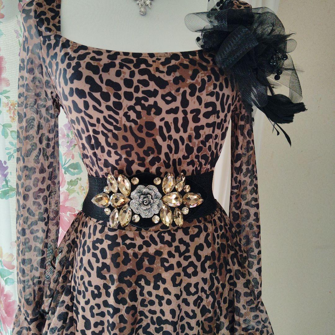 ヒョウ柄長袖ドレス .キラキラドレス ２枚セット、ハォデイ様