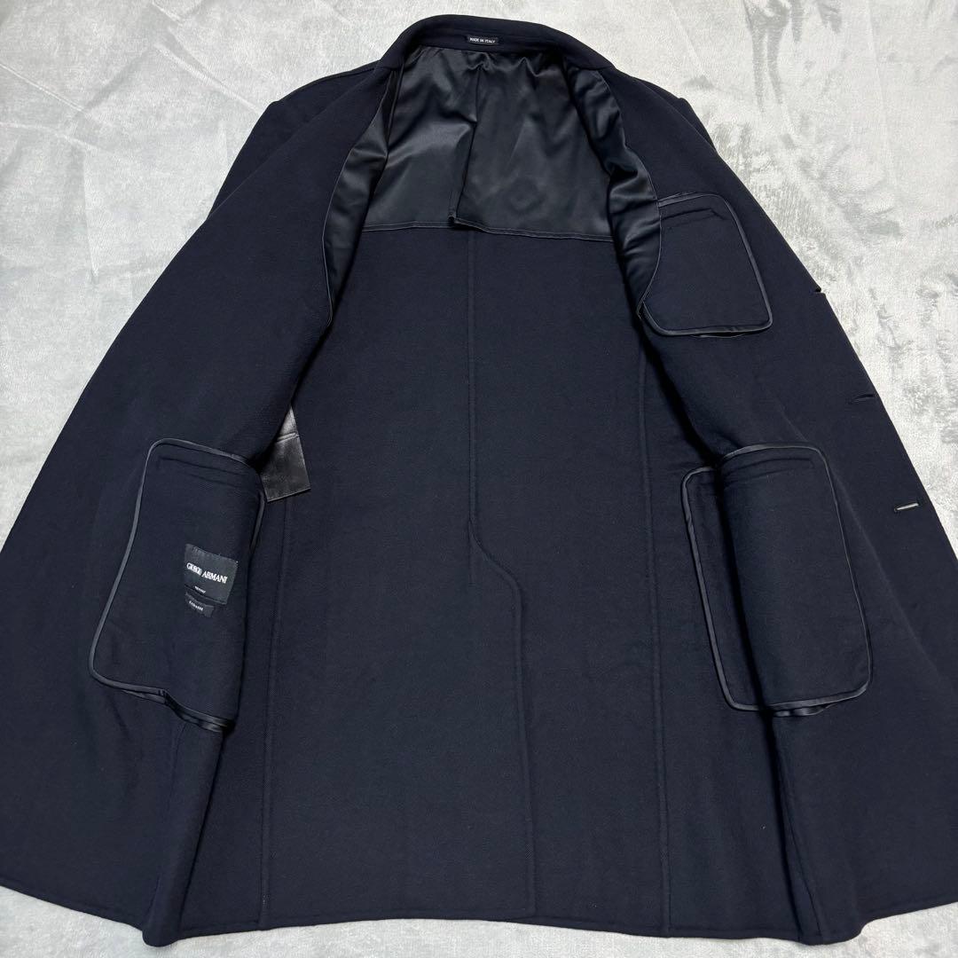 カシミヤ✨ジョルジオアルマーニ チェスターコート XL位 ネイビー ロング
